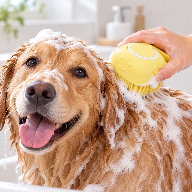 Pet Cleaning Brush Comfortable Shampoo Dispensing