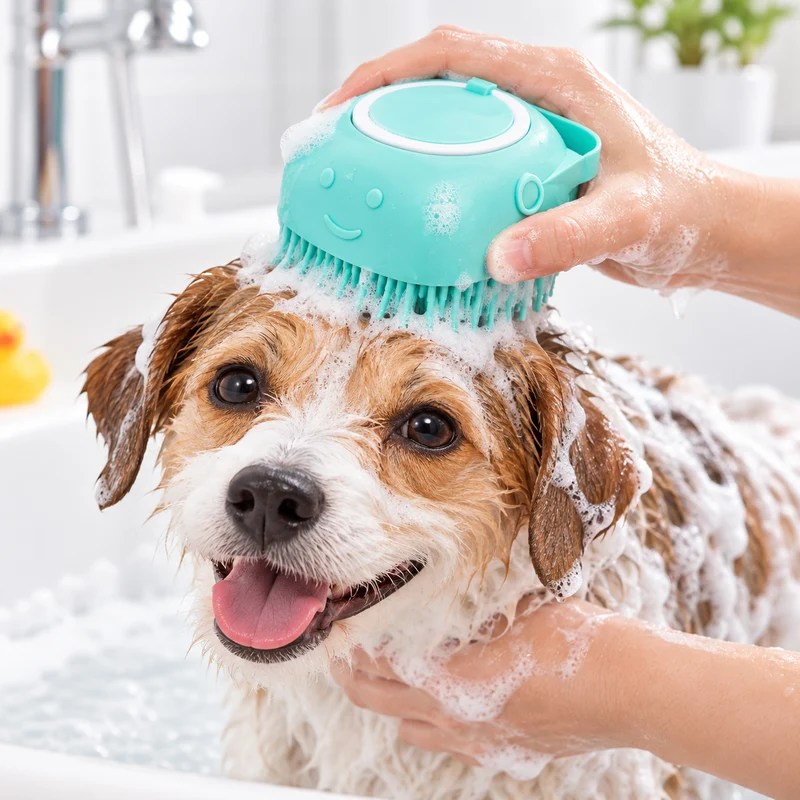 Pet Cleaning Brush Comfortable Shampoo Dispensing