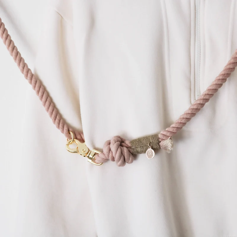 Laisse en corde de coton vieux rose