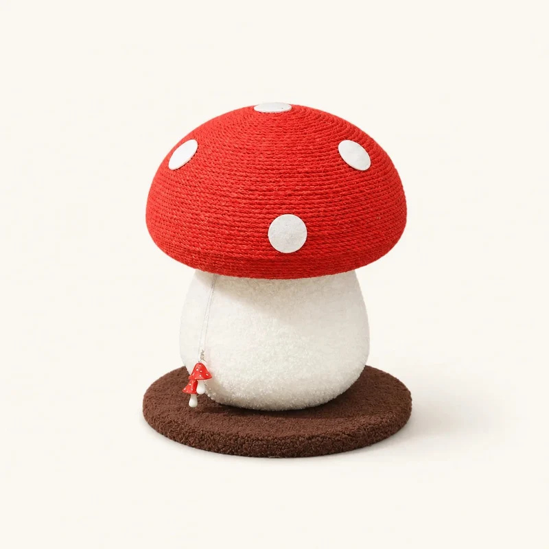 Whimsical Mushroom Cat Scratcher Tree
