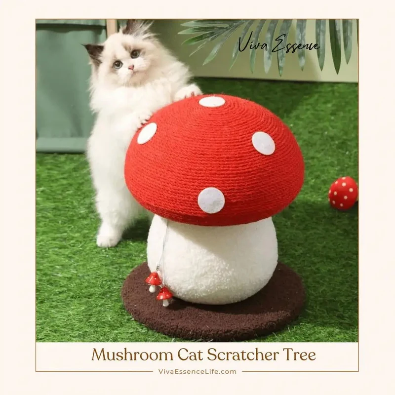 Whimsical Mushroom Cat Scratcher Tree