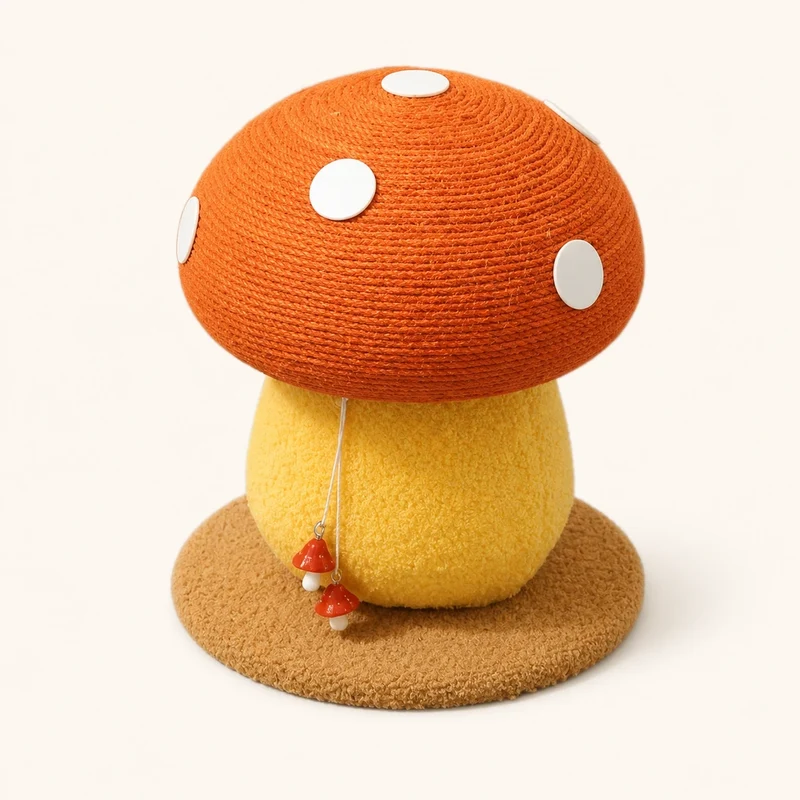 Whimsical Mushroom Cat Scratcher Tree