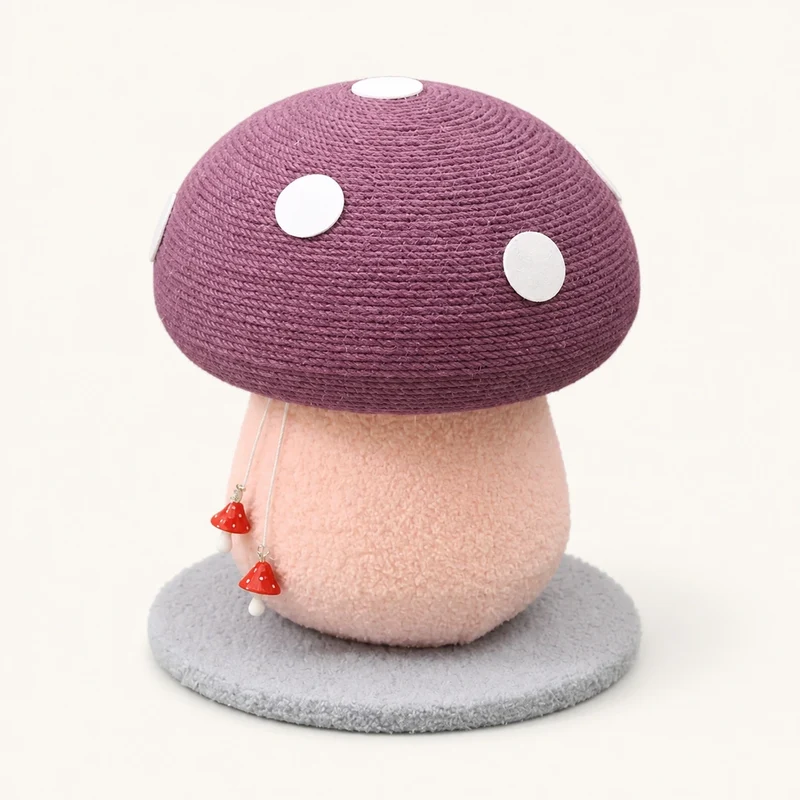 Whimsical Mushroom Cat Scratcher Tree