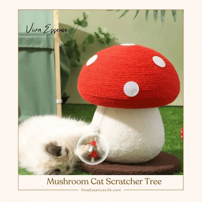 Whimsical Mushroom Cat Scratcher Tree
