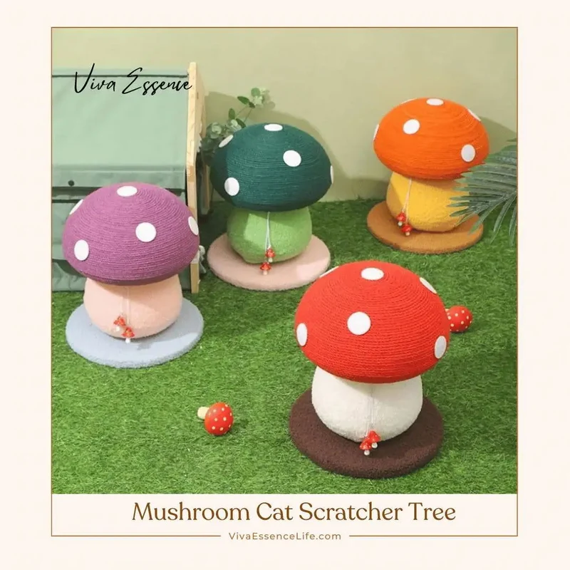 Whimsical Mushroom Cat Scratcher Tree