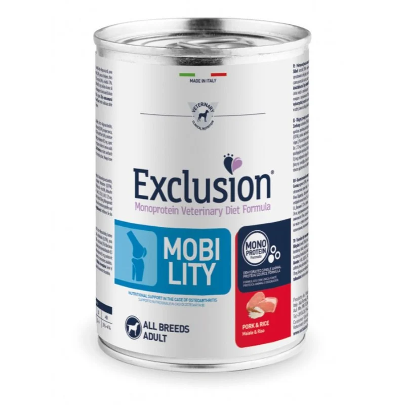 Exclusion Mobility Cibo cani adulti Maiale e Riso 200gr