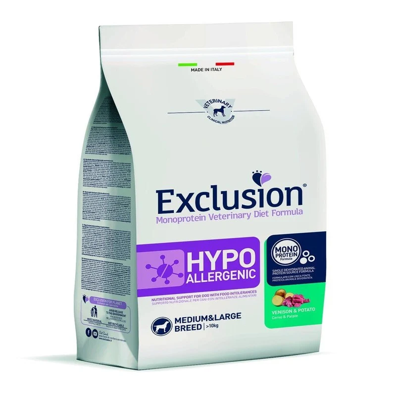 Exclusion Hypo Cane Taglia Medio-Grande Gusto Cervo E Patate 12Kg
