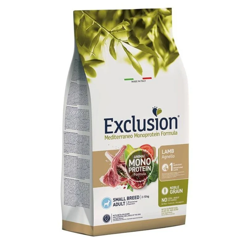 Exclusion Mediterraneo Cibo Per Cani Adulti Taglia Mini Gusto Agnello 500Gr