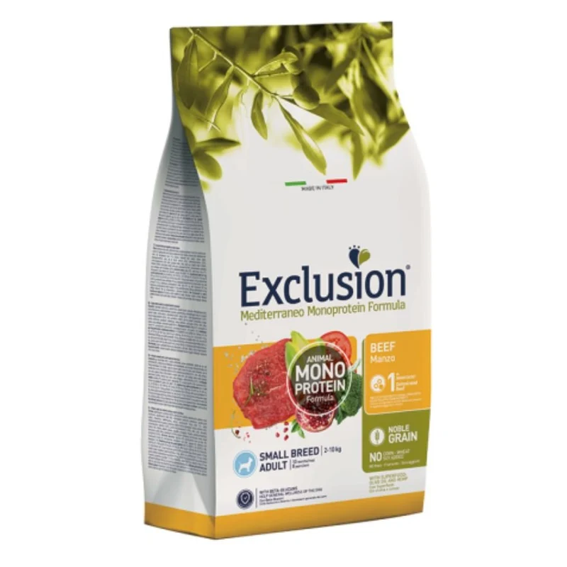 Exclusion Mediterraneo Cibo Per Cani Adulti Taglia Mini Gusto Manzo 500Gr