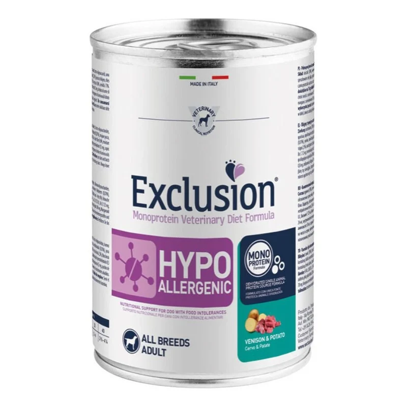 Exclusion Hypoallergenic Cane Scatoletta Gusto Cervo E Patate 400Gr