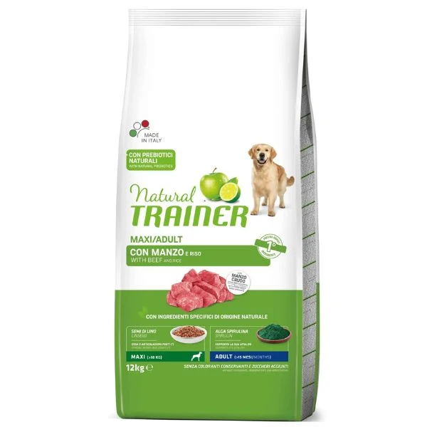 Natural Trainer Maxi Adult Manzo e Riso 12 kg