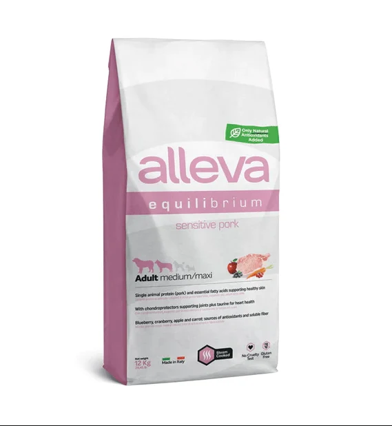 Alleva Adult Crocchette Per Cani Equilibrium Sensitive All Breeds con Maiale 12kg