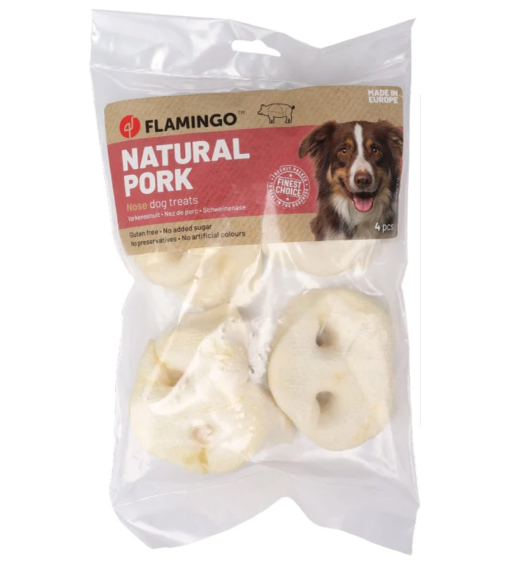 Flamingo Nature Snack Muso di Maiale per Cani, 4 pezzi