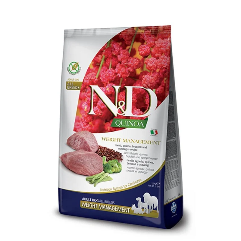 Farmina N&D cane Quinoa Weight Management Agnello, Broccoli E Asparagi Adult Mini