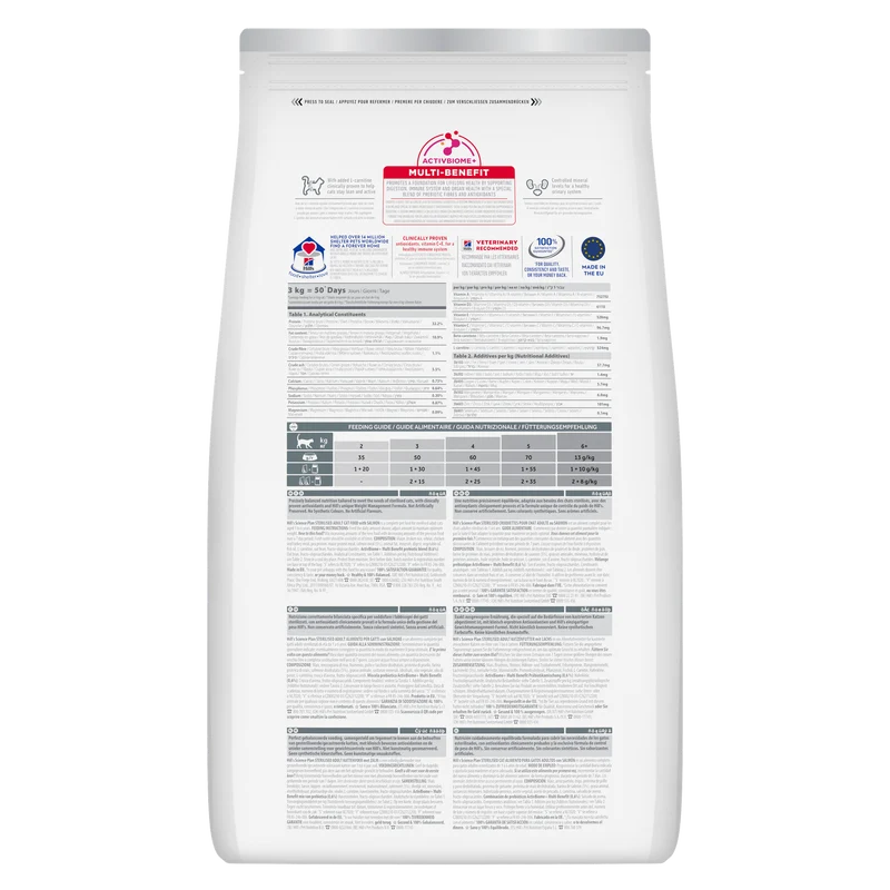 Hill's Science Plan Sterilised Cat Adult Alimento per gatti secco con salmone 10 kg Crocchette