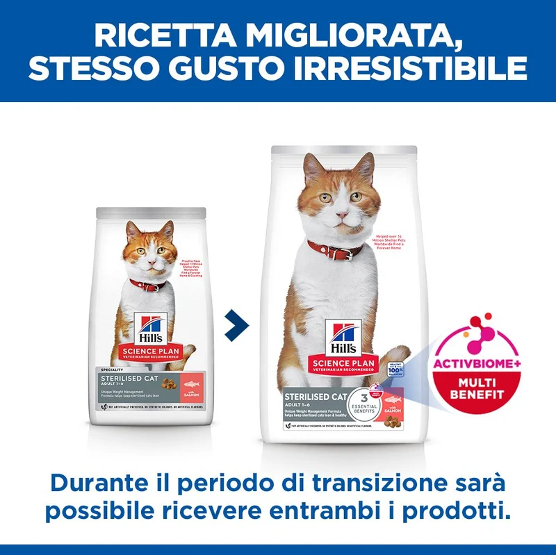 Hill's Science Plan Sterilised Cat Adult Alimento per gatti secco con salmone 10 kg Crocchette