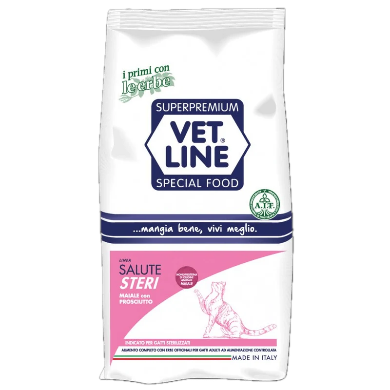 Crocchette per Gatti Sterilizzati Vet line Salute Gusto Maiale Con Prosciutto