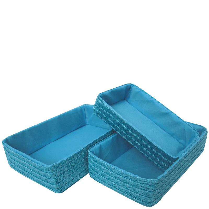 set 3 blue baskets