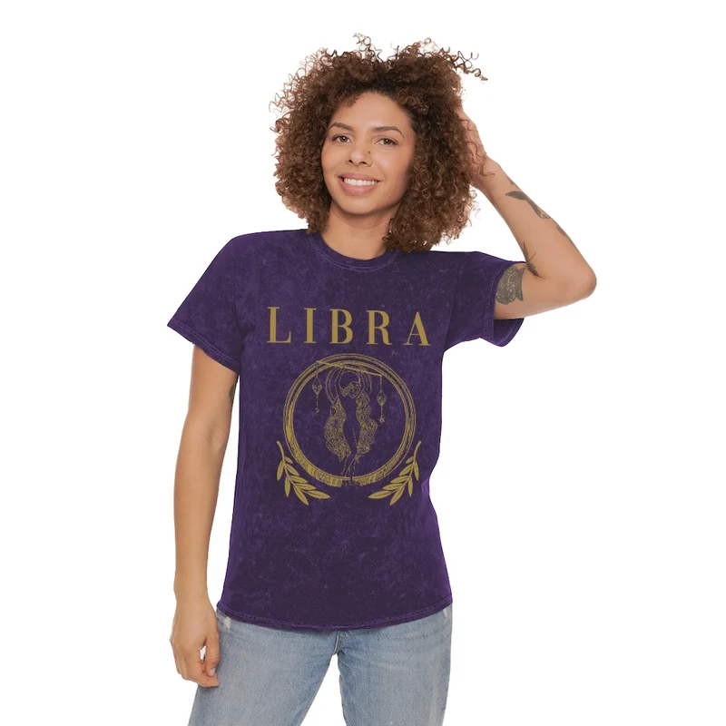 Unisex Libra Mineral Wash T-Shirt
