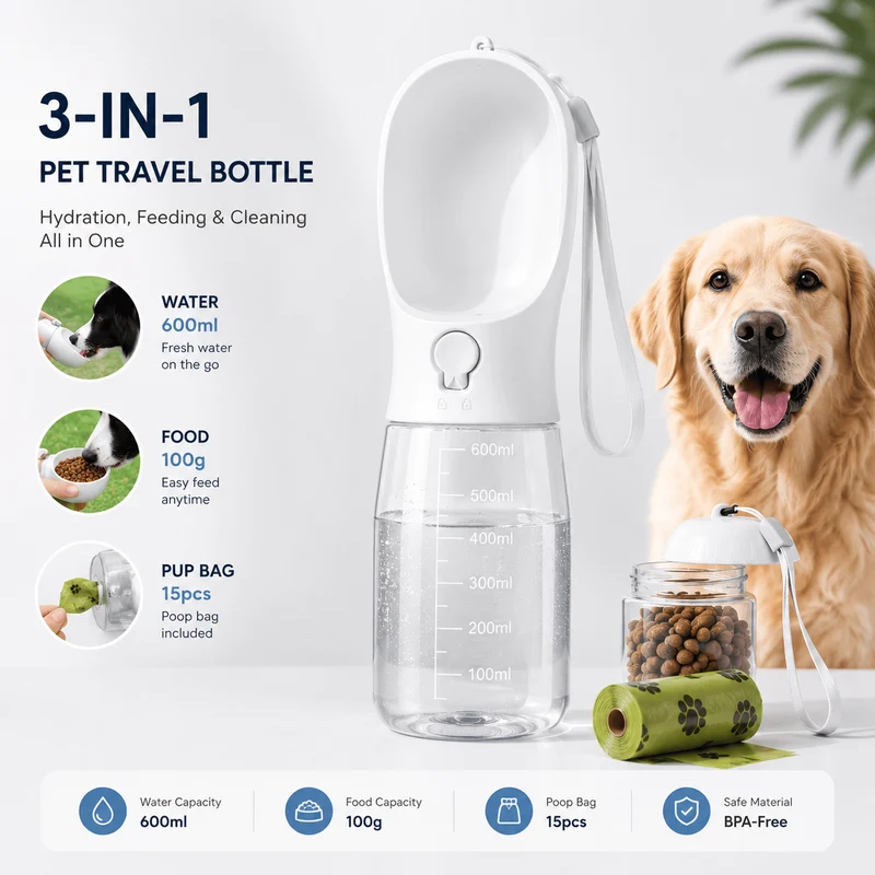 3-in-1 Portable Dog Water Bottle
