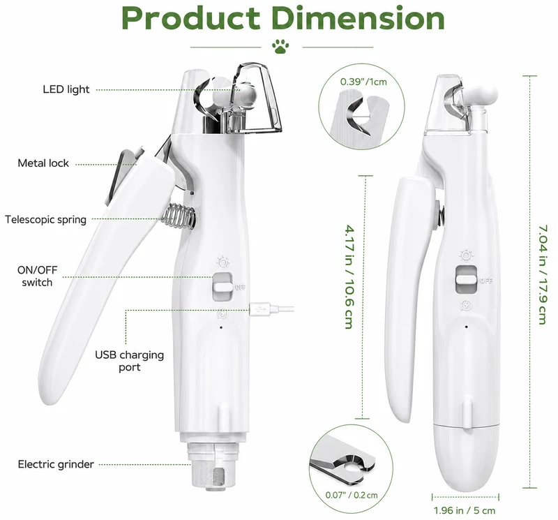 2-in-1 Pet Nail Trimmer & Grinder with LED Light
