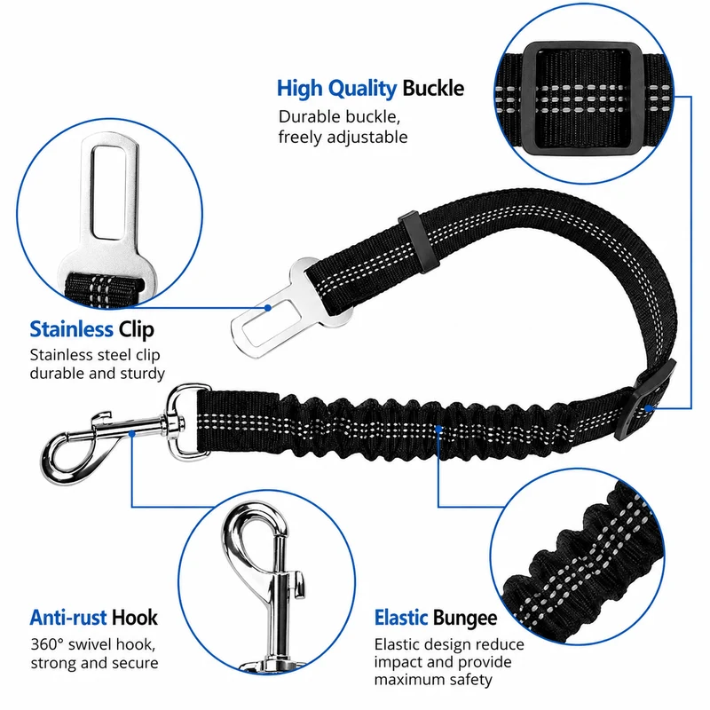 Dog Seat Belt – Shockproof Adjustable Car Safety Leash