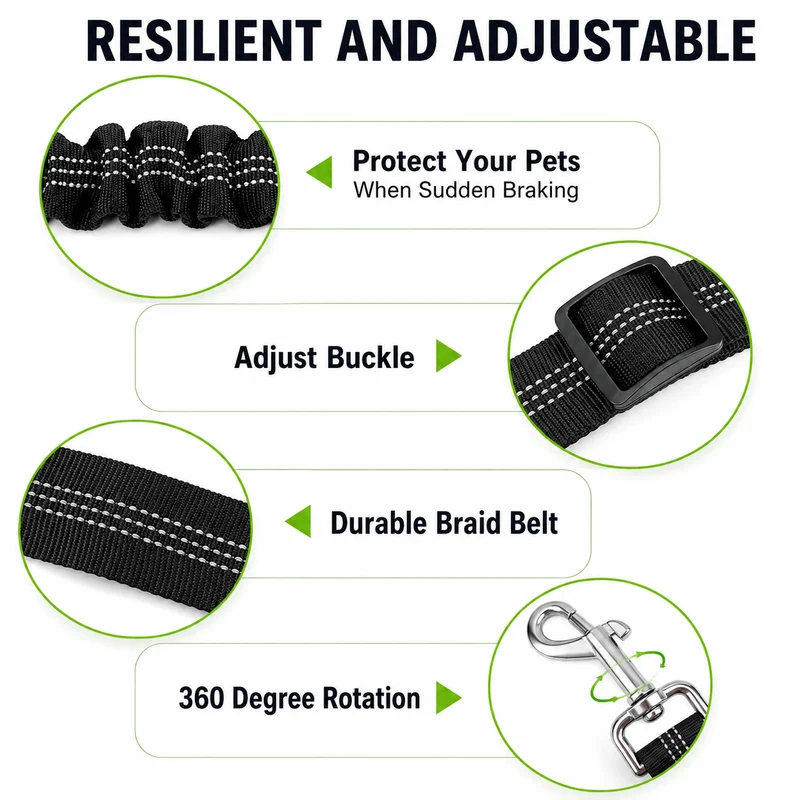 Dog Seat Belt – Shockproof Adjustable Car Safety Leash