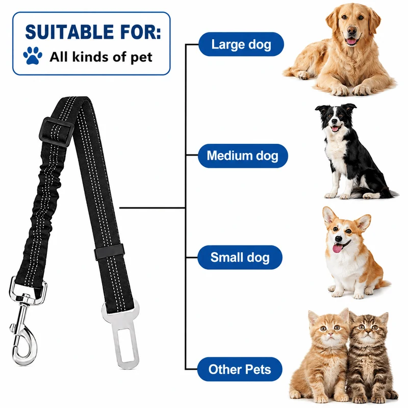 Dog Seat Belt – Shockproof Adjustable Car Safety Leash