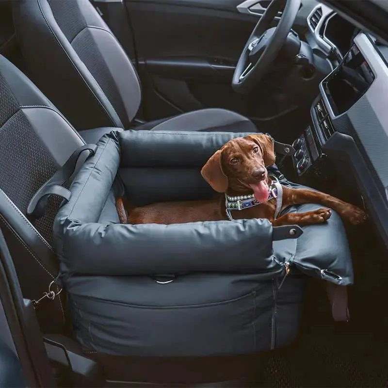 Dog Car Seat Bed – Faux Leather Booster Seat for Safe Travel