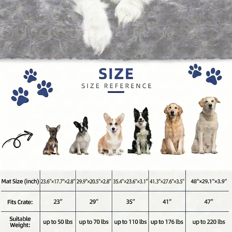 Washable Plush Dog Bed – Anti-Slip Crate Mat