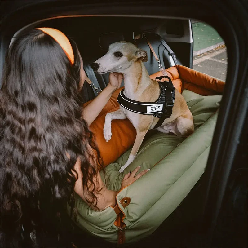 Dog Car Seat Bed – Faux Leather Booster for Medium & Large Dogs