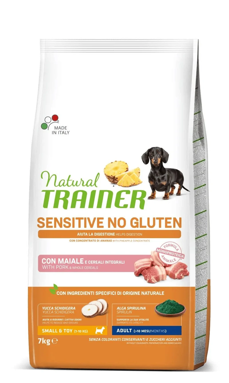 Natural Trainer Cane Sensitive No Gluten Mini Adult con Maiale 7kg