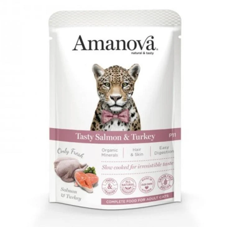 Amanova Cibo Per Gatto Pouch Salmon & Tureky Sensitive 85G