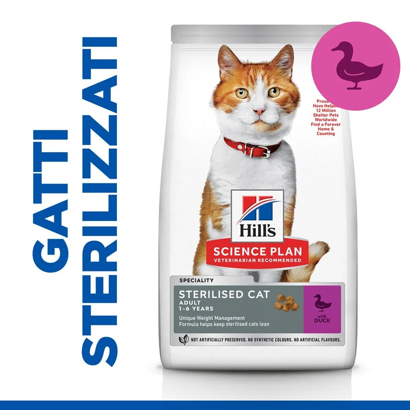 Hill's Science Plan STERILISED CAT ADULT ALIMENTO PER GATTI con ANATRA
