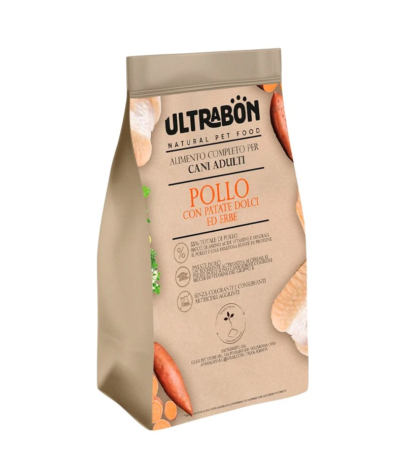 Ultrabon Cibo Per Cani Adulti Gusto Pollo Patate Dolci E Erbe