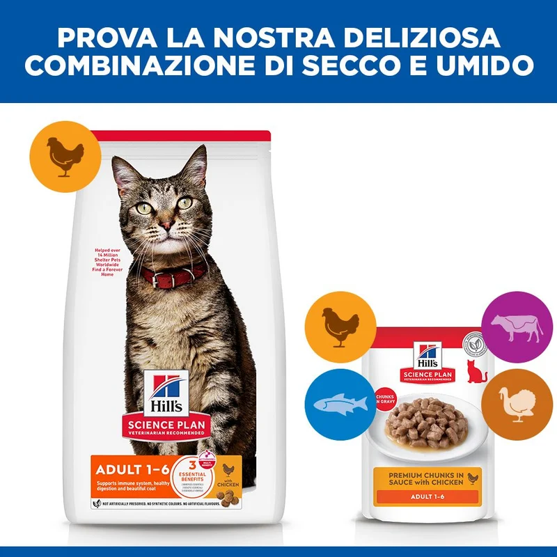 HILL'S SCIENCE PLAN Adult Alimento secco per gatti al pollo - 10kg