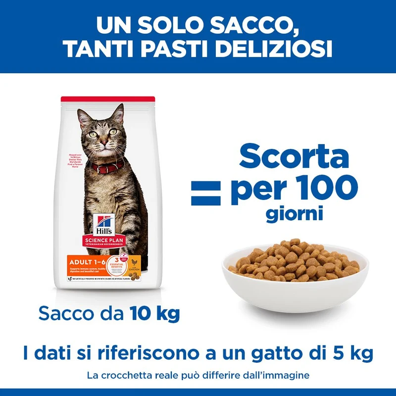 HILL'S SCIENCE PLAN Adult Alimento secco per gatti al pollo - 10kg
