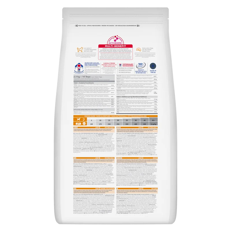 HILL'S SCIENCE PLAN Mature Adult Light Medium Alimento secco per cani al pollo - 14kg