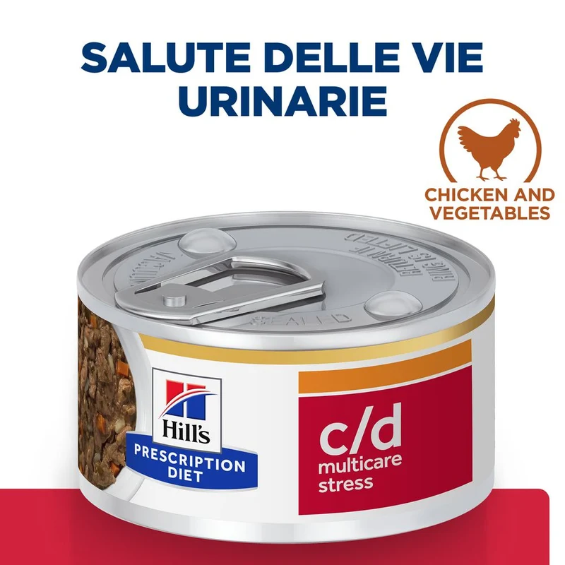 Hill's PRESCRIPTION DIET c/d Multicare Stress spezzatino per gatti Pollo e Verdure 82g Multipack 24 Pezzi