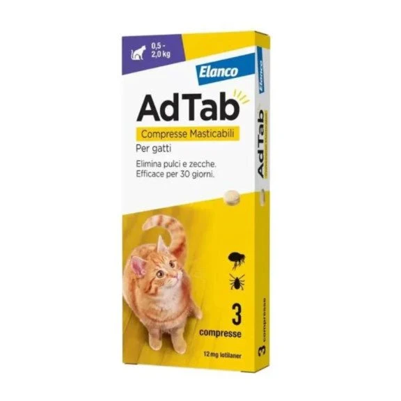 Elanco Adtab Antiparassitario Per Gatti Da 0,5 Kg A 2 Kg Compresse Masticabili 3X900 Mg