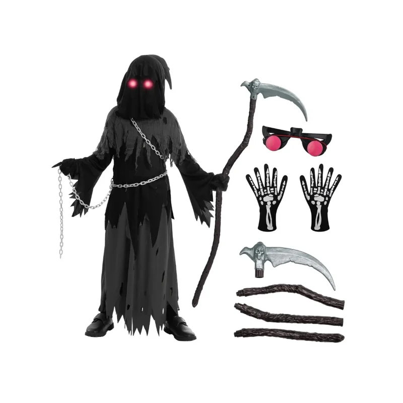Halloween Costumes Grim Reaper Hooded Robe Set