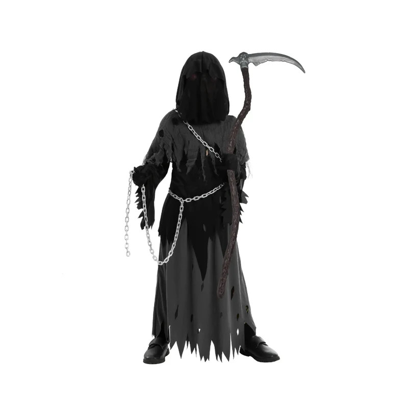 Halloween Costumes Grim Reaper Hooded Robe Set
