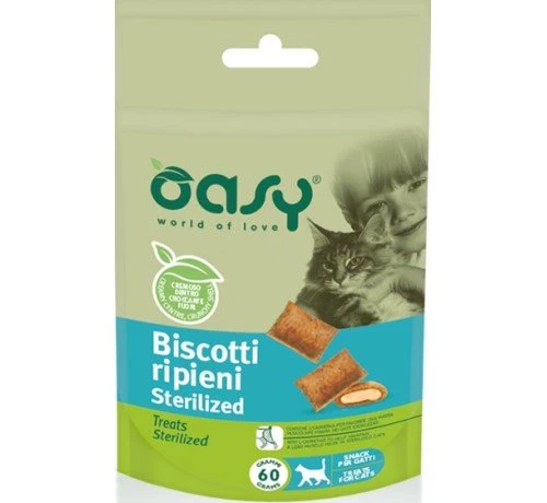 Oasy Per Gatto Sterilized Con Biscotti Ripieni Da 60 Gr