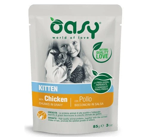 Oasy Per Gatto Kitten Con Bocconcini Di Pollo In Salsa Da 85 Gr