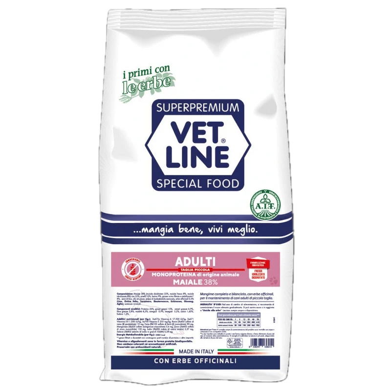 Crocchette Vet line per Cani Adulti di Taglia Piccola Gusto Maiale