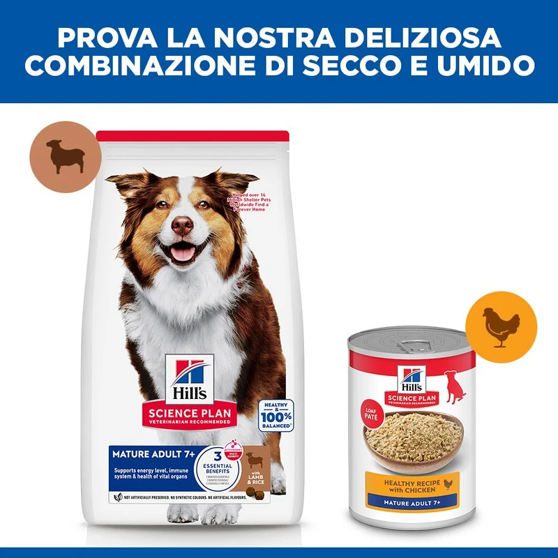 HILL'S SCIENCE PLAN Mature Adult Medium Alimento secco per Cani all'Agnello & Riso - 14kg