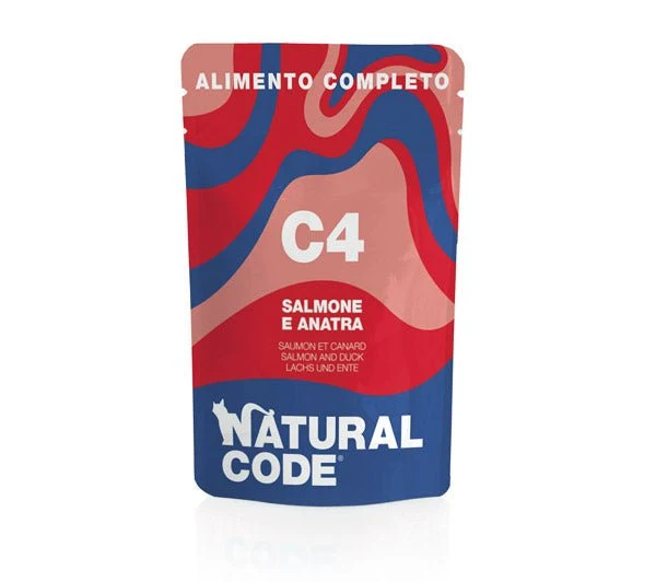 Natural Code Busta C4 Salmone E Anatra per Gatti