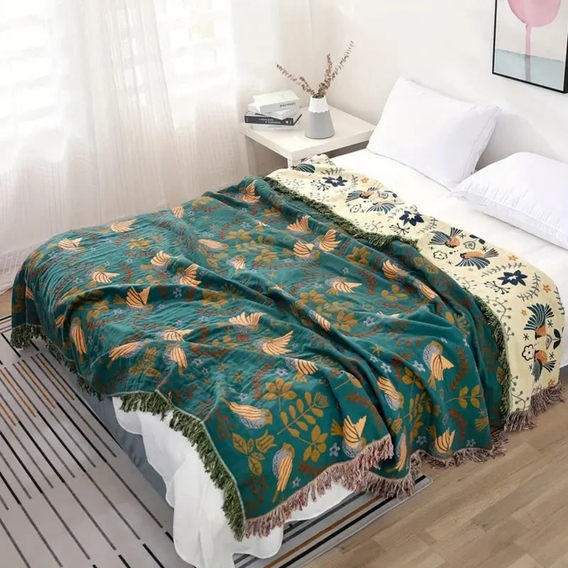 Cooling Throw Blanket Reversible Decorative Layered