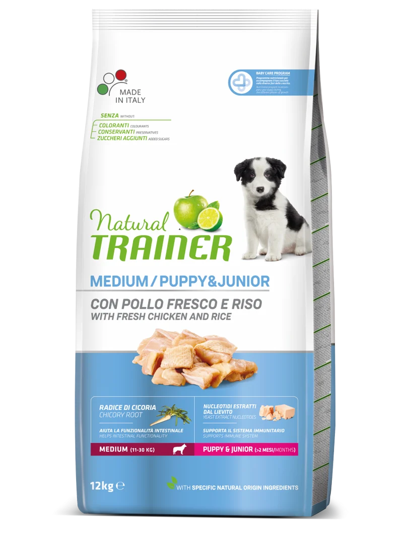 Natural Trainer cane Puppy&Junior Medium con pollo