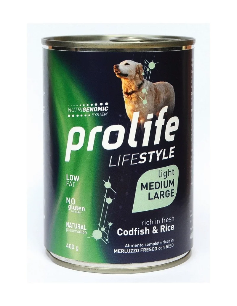 Prolife Light Adult Medium/Large Merluzzo E Riso per Cani